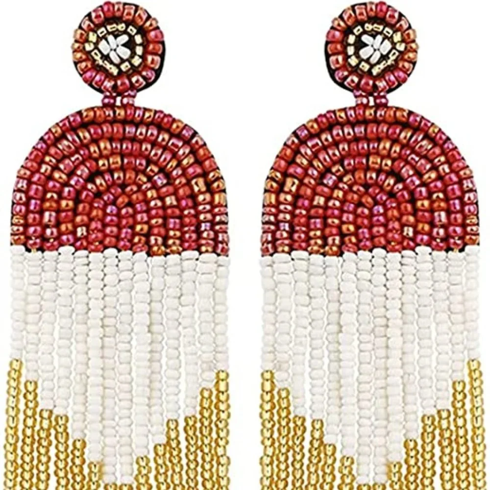 Free People ⭐️ Long Beaded Tassel Earrings